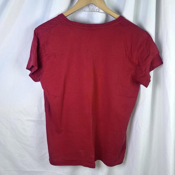 Ralph Lauren Sport Casual Short Sleeve Pullover V Neck T Shirt Womens Sz SL Red - Picture 7 of 8